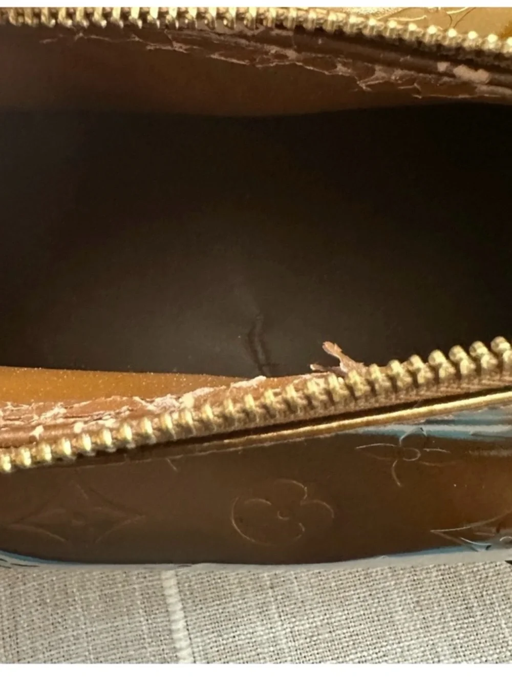 Louis Vuitton Bronze Papillon Tan/Brown Bedford Vernis Patent Monogram Bag - Picture 7 of 15
